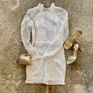 White Cut Out Long Sleeved Tobi Dress